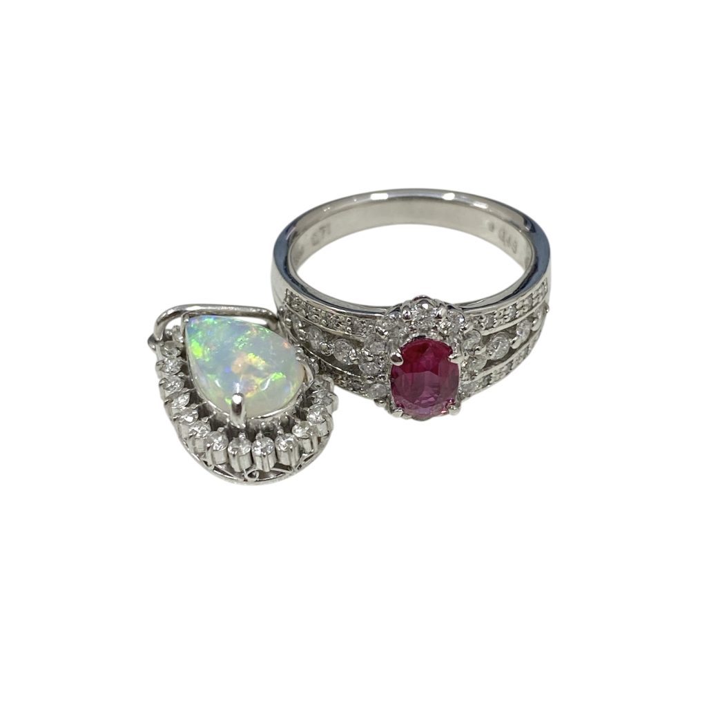 Pt900リング ルビー ダイヤ / Pt900ネックレストップ オパール ダイヤ画像