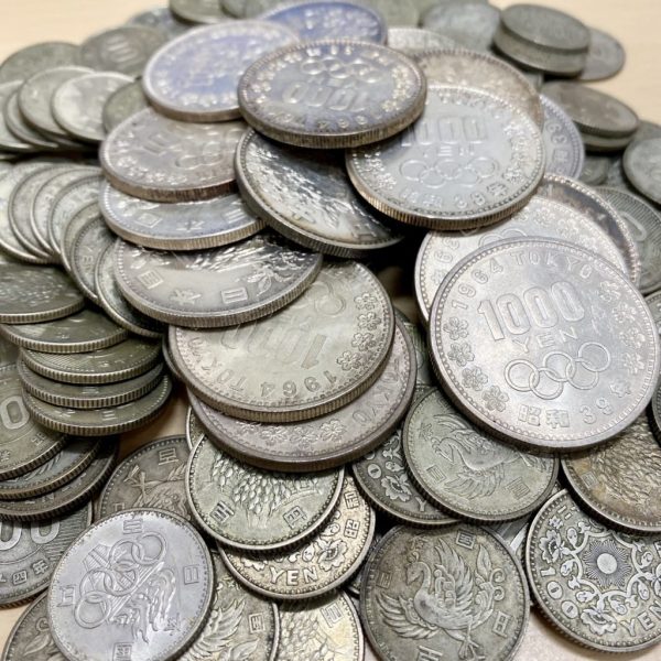 1964年オリンピック1000円記念硬貨 / 1964年オリンピック100円記念硬貨 / 旧硬貨100円稲穂・鳳凰画像