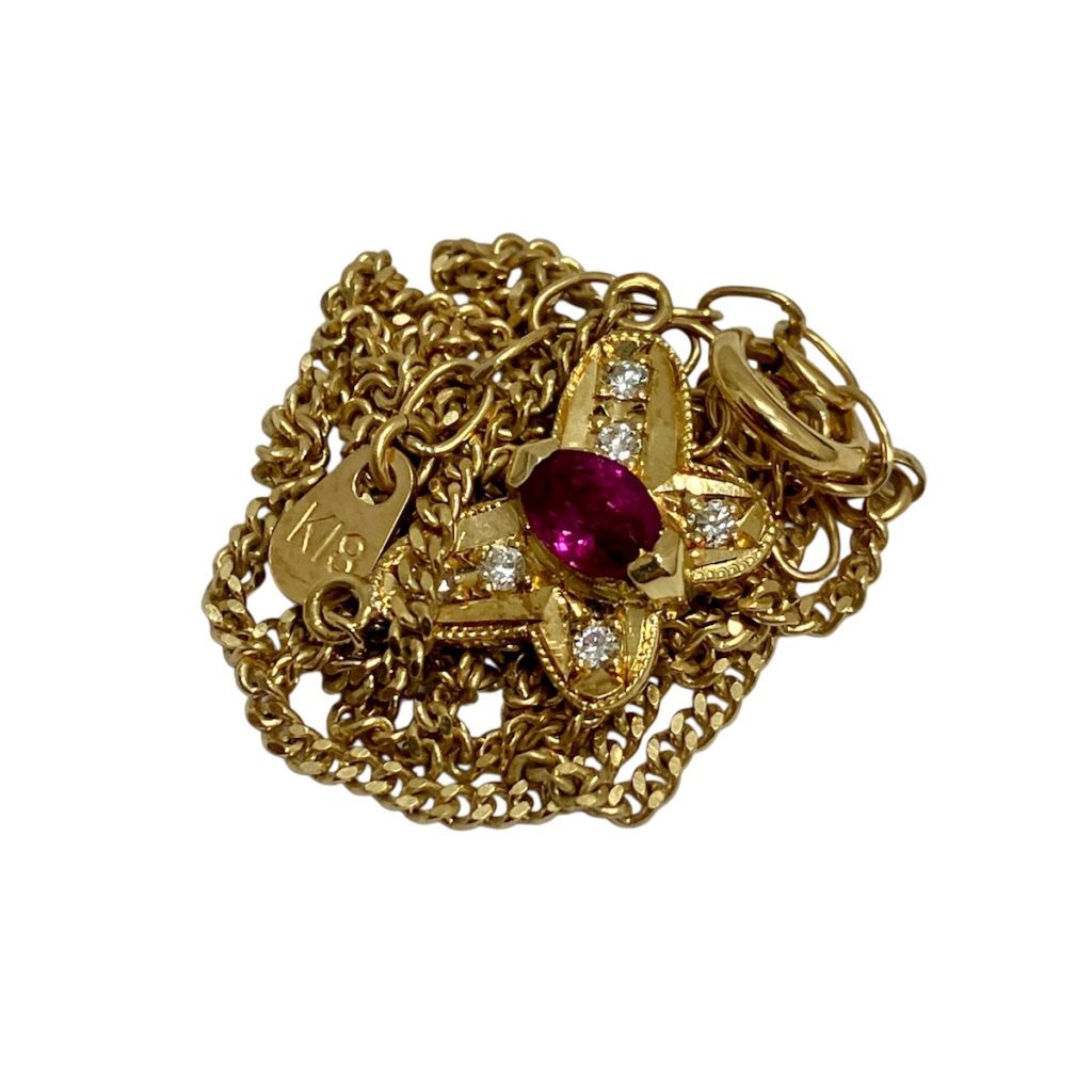 K18 / 金 / ゴールド / ネックレス / トップ / ルビー / ダイヤモンド / アクセサリー / 貴金属画像