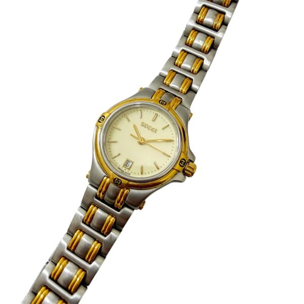 GUCCI / グッチ / 9040L / レディース腕時計 / クォーツ / 動作品 / 3針 / デイト / ラウンド / コンビカラー / アイボリー文字盤 / SS画像